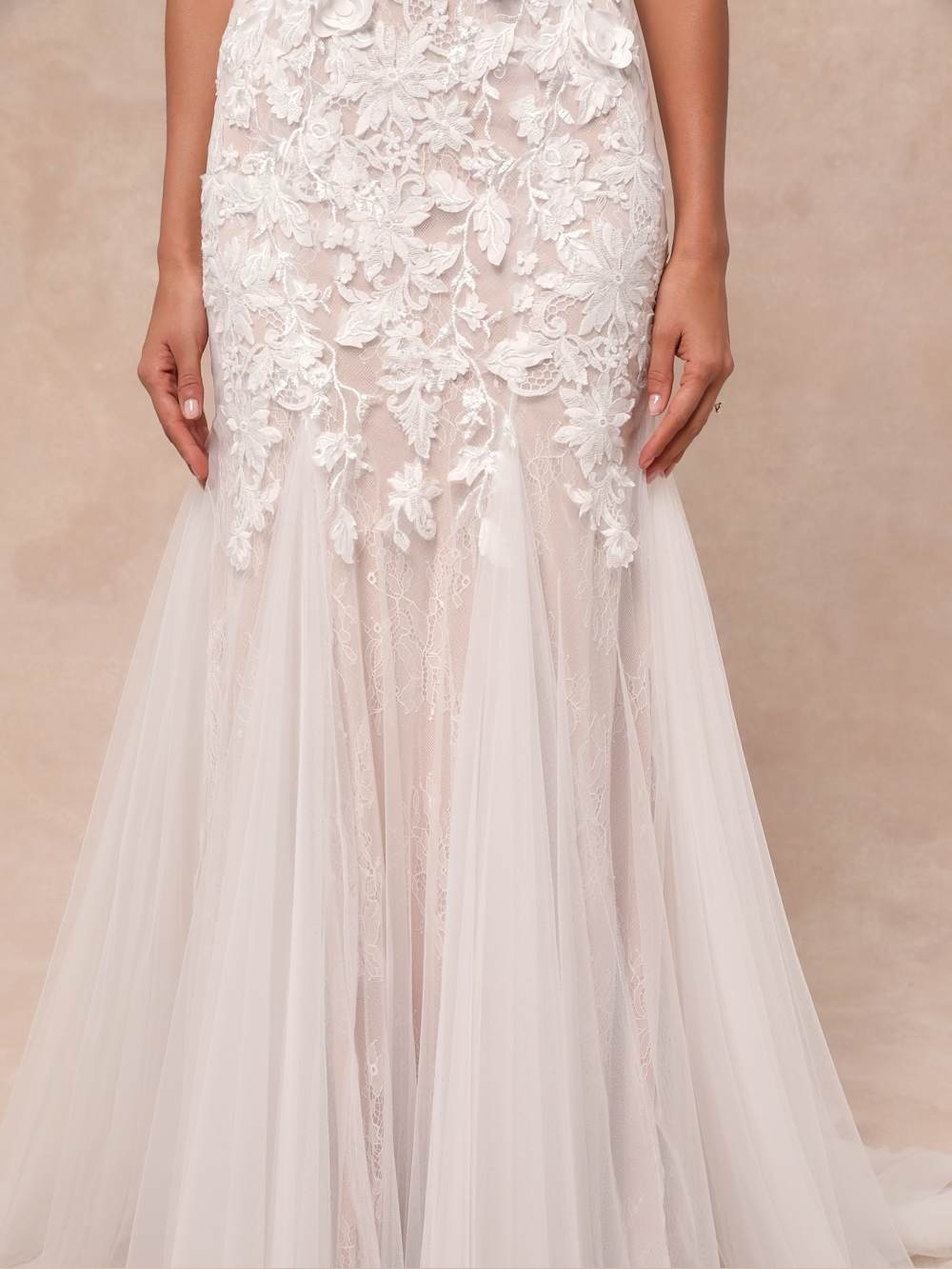 LULU’S Exceptional Vow White Tulle Lace Applique Mermaid Maxi Dress - Picture 3 of 5